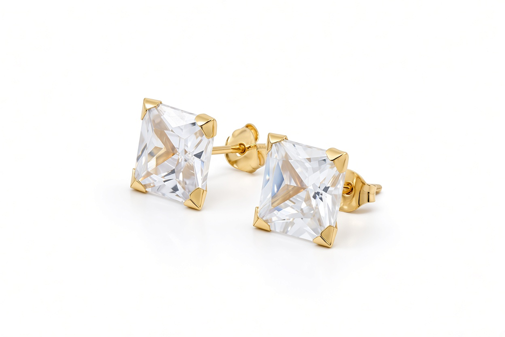 14K Yellow Gold Fashion Stud Earrings with Cz / 6-124501PS8