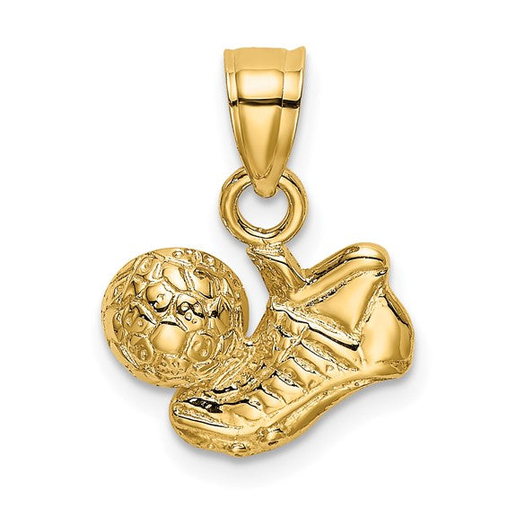 14K Yellow Gold Pendant Soccer Ball With Shoe / Size: / Weight: 1.1GR / K3580