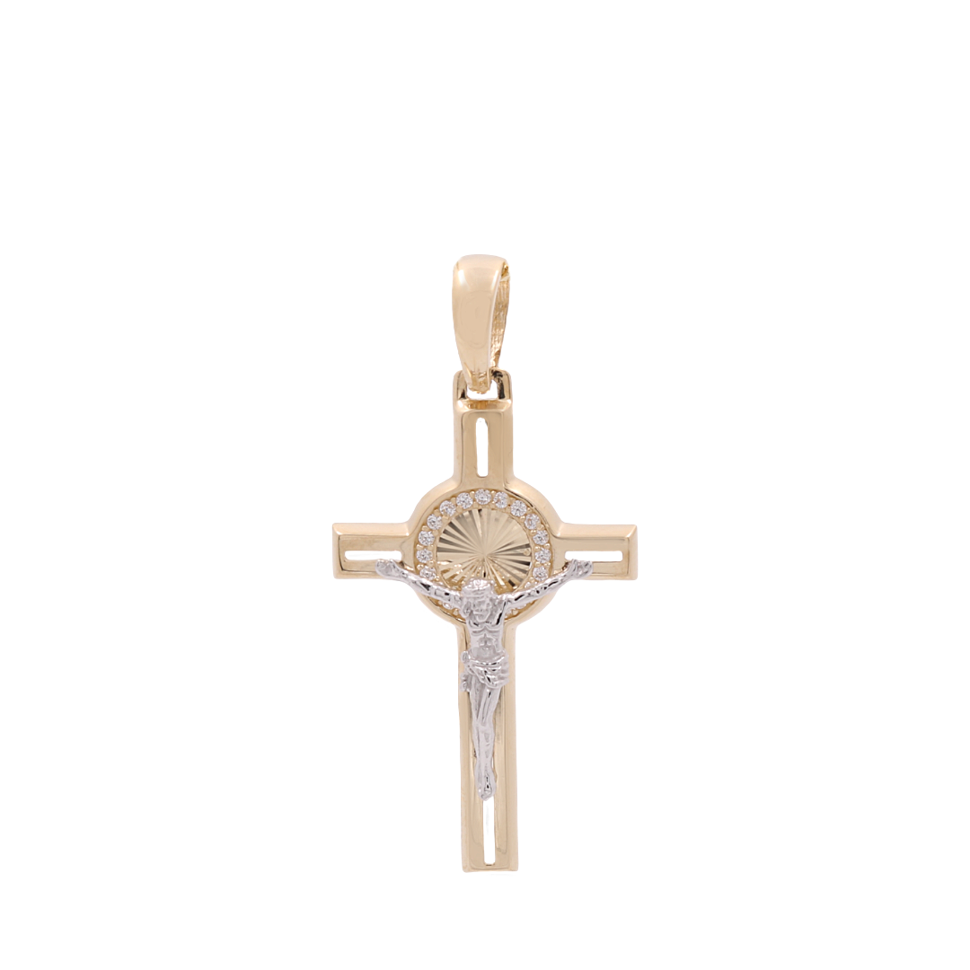 14K Yellow & White Gold Jesus on the Cross Pendant / Weight: 3.6 GR / ISPDTT4CRS-4