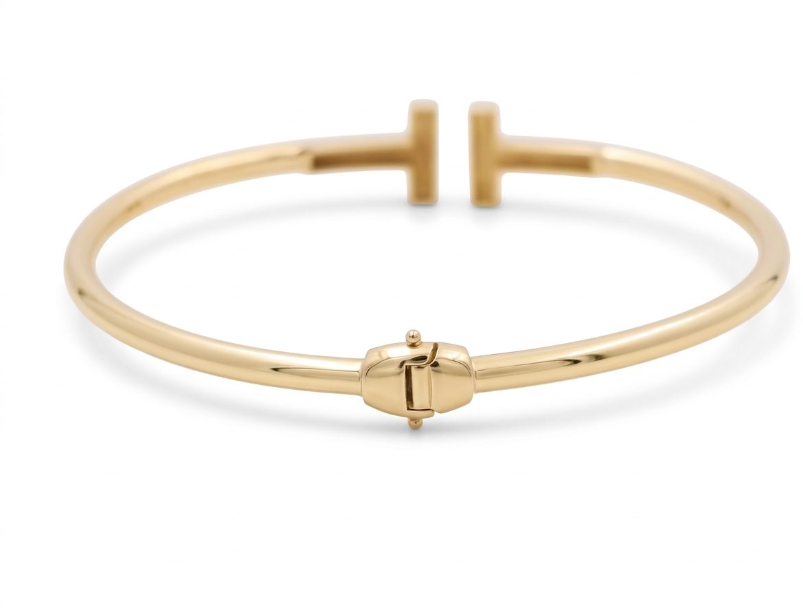 14K Yellow Gold SemiSolid Fashion Bangle Bracelet / Weight: 7.2GR / CCFBB4FS
