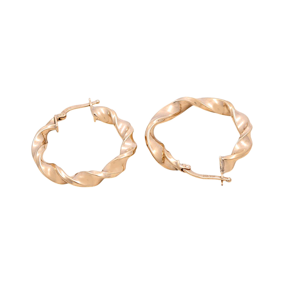 10K Yellow Gold Twist Hoops Earrings / Size: 4mm X 23mm / Weight: 2.9 GR / KOEH0TR4x23