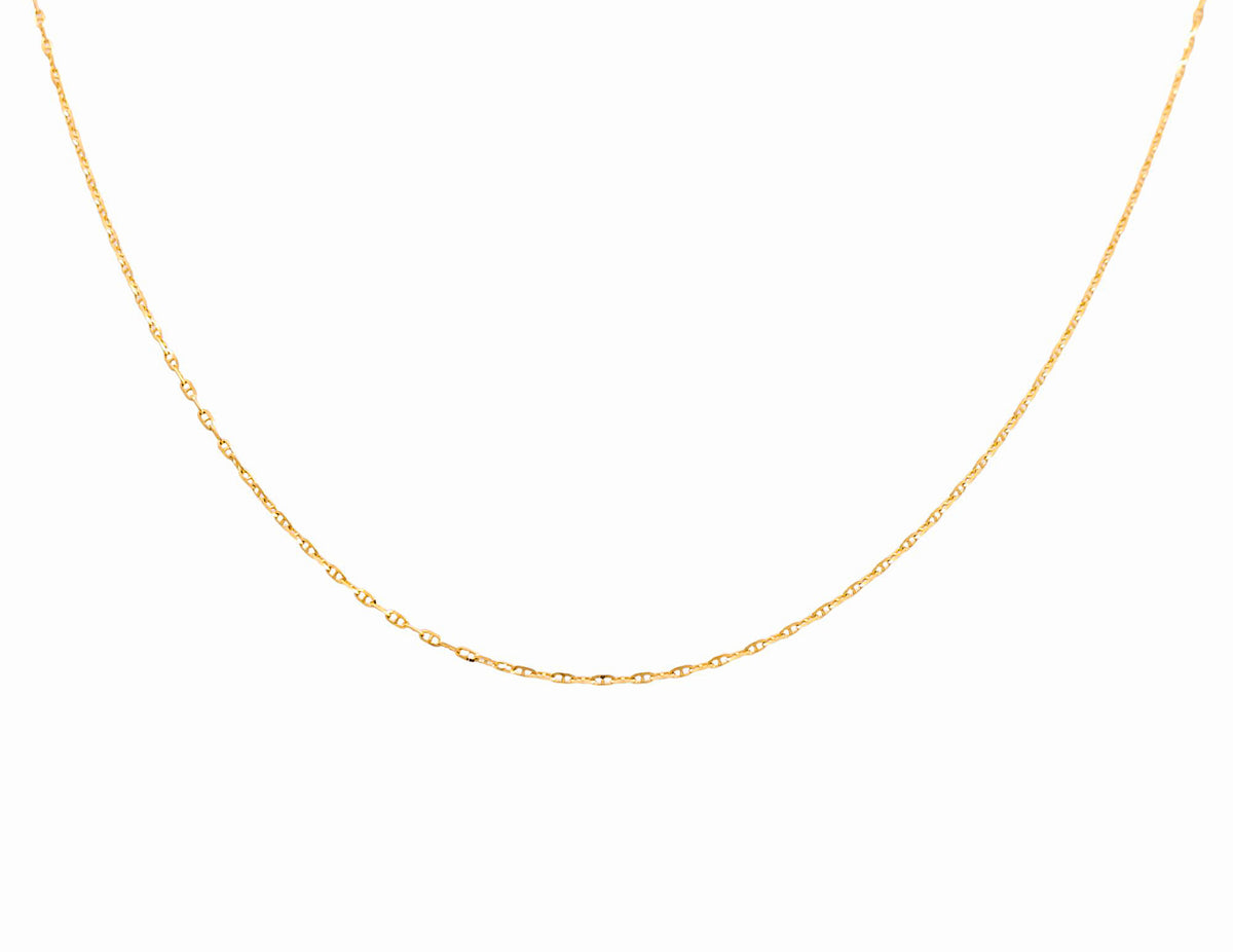 14K Yellow Gold Italian Mariner Chain / Size: 1mm 16" / Weight: 1.7 GR / 655-10151