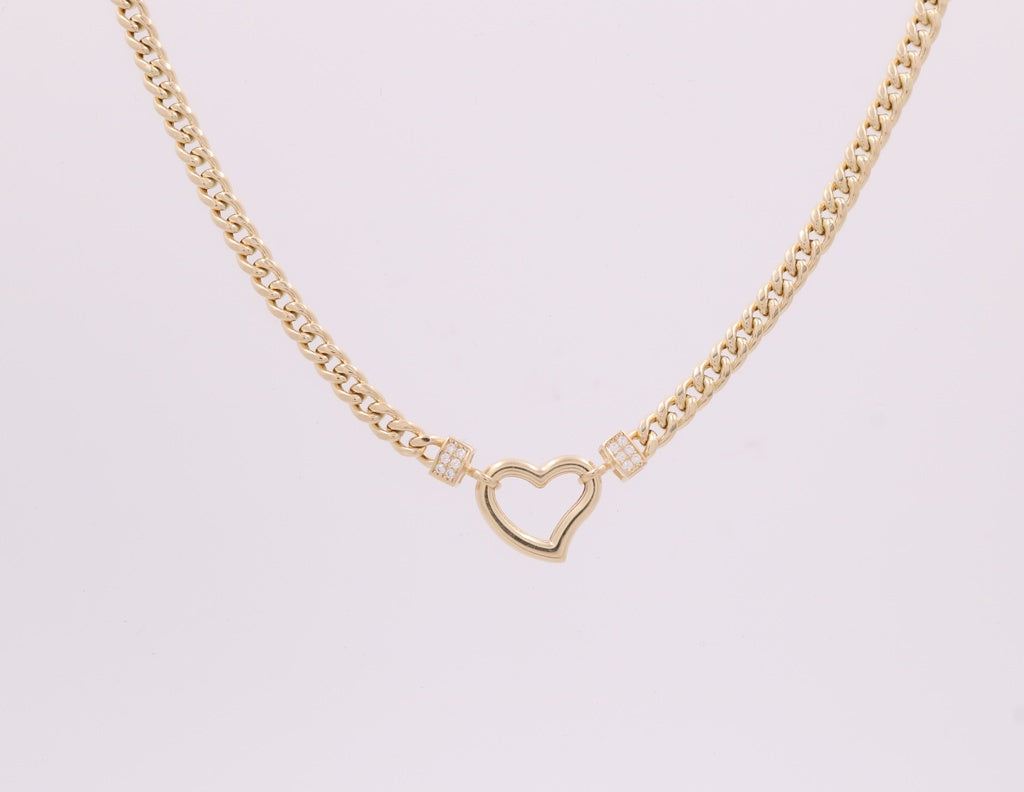 14k Yellow Gold Women's Necklace with Heart / Stone: Cz / Size 18" / Weight 11.4gr / CONK4HR18