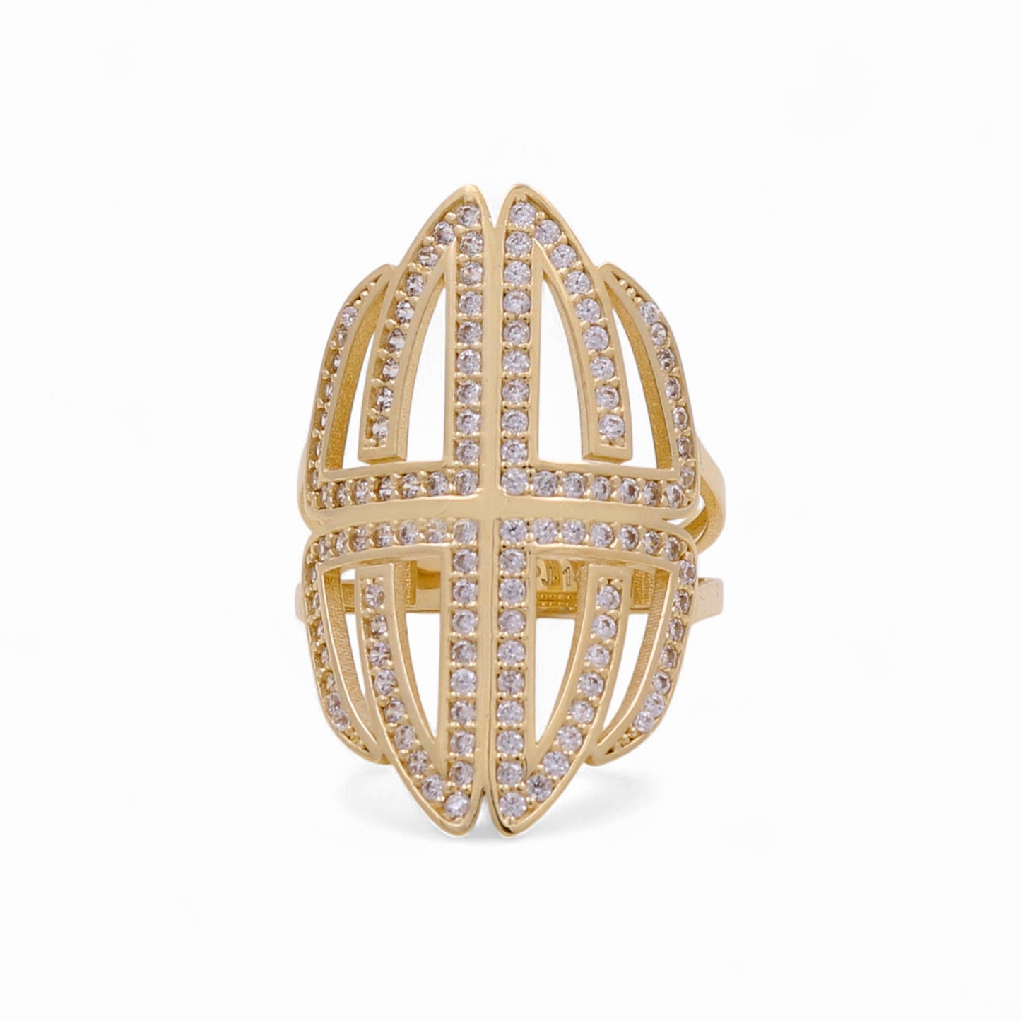 14K Yellow Gold Fashion Women's Ring with White Cz / Size: 8 / Weight: 4.6 GR / CPWR4FS-16