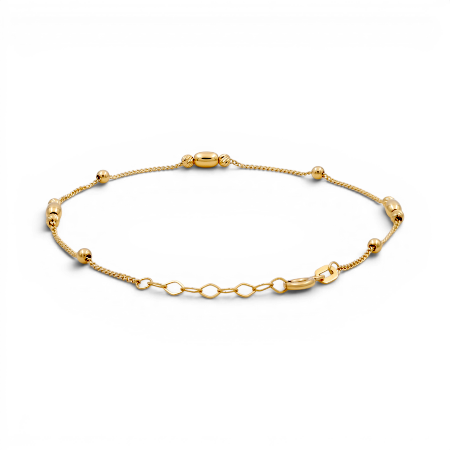 10K Yellow Gold Fashion Link Bracelet with Diamond Cut Balls / Size: 7” / Weight: 1.4 GR / DQWB0BLL-4