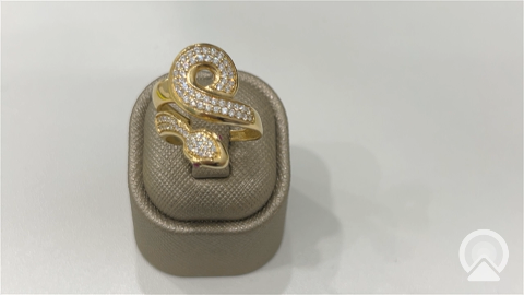 14K Yellow Gold Women’s Snake with Pink Cz Ring / Size: 7/ Weight: 3.6GR / COWR4SK-5