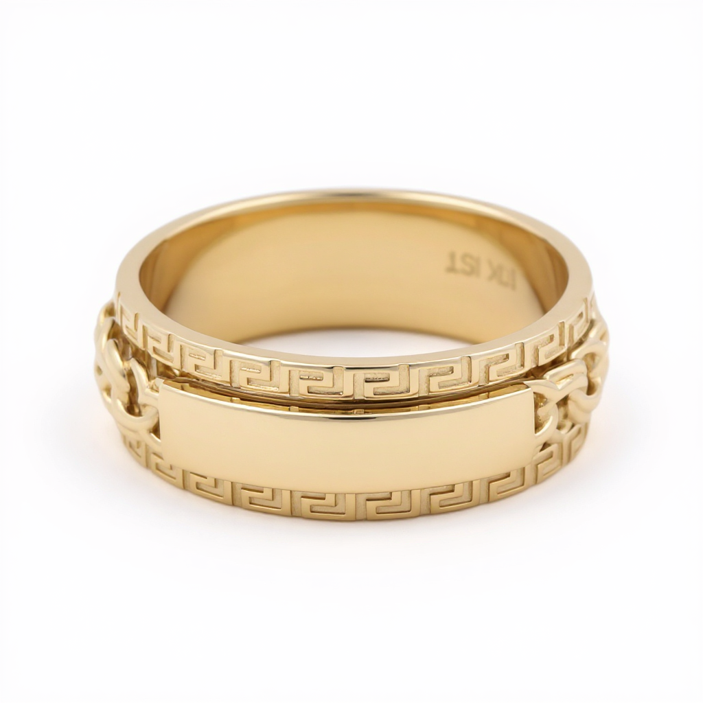 10K Yellow Gold Fashion Women's Greek Ring with Chinese Link / Size: 10 / Weight: 5 GR / COWR0FSGR