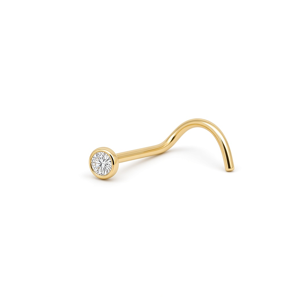 14K Yellow Gold Fashion Small Piercing with Cz Stone / 6-956101KS