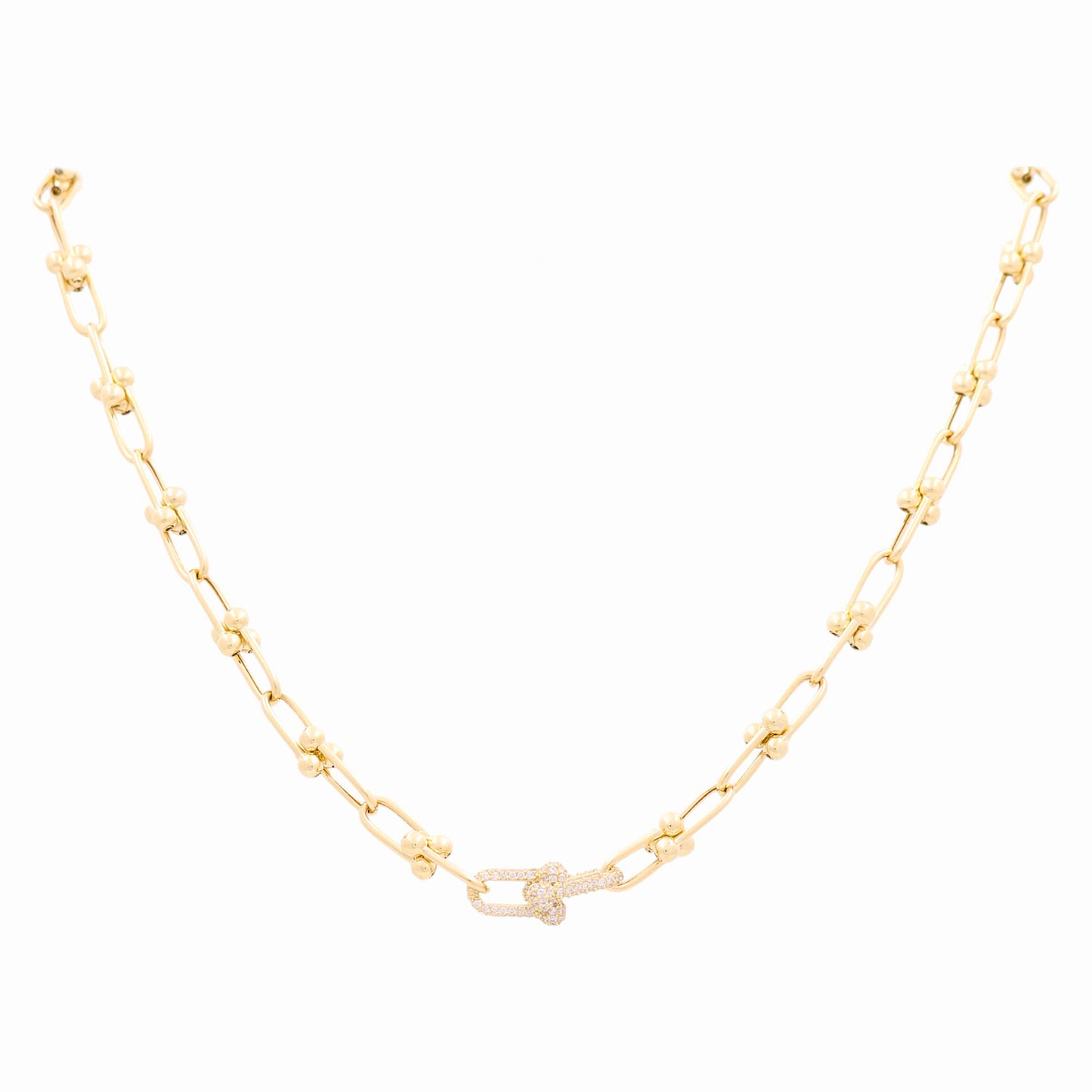 10K Yellow Gold Fashion Link Necklace TF with Cz / Size: 18” / Weight: 15.4 GR / DQNK0TF