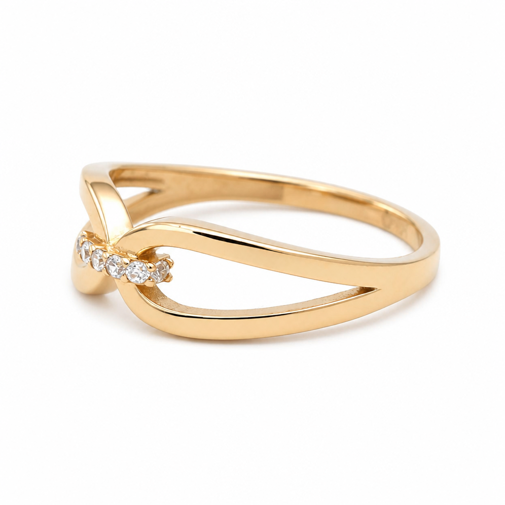 10K Yellow Gold Fashion Women's Ring with Cz / Size: 8.5 / Weight: 1.3 GR / DQWR0FS-95