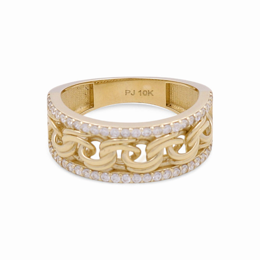 10K Yellow Gold Fashion Women's Ring with Cz / Size: 7.5 / Weight: 3.5 GR / DPWR0FS-15