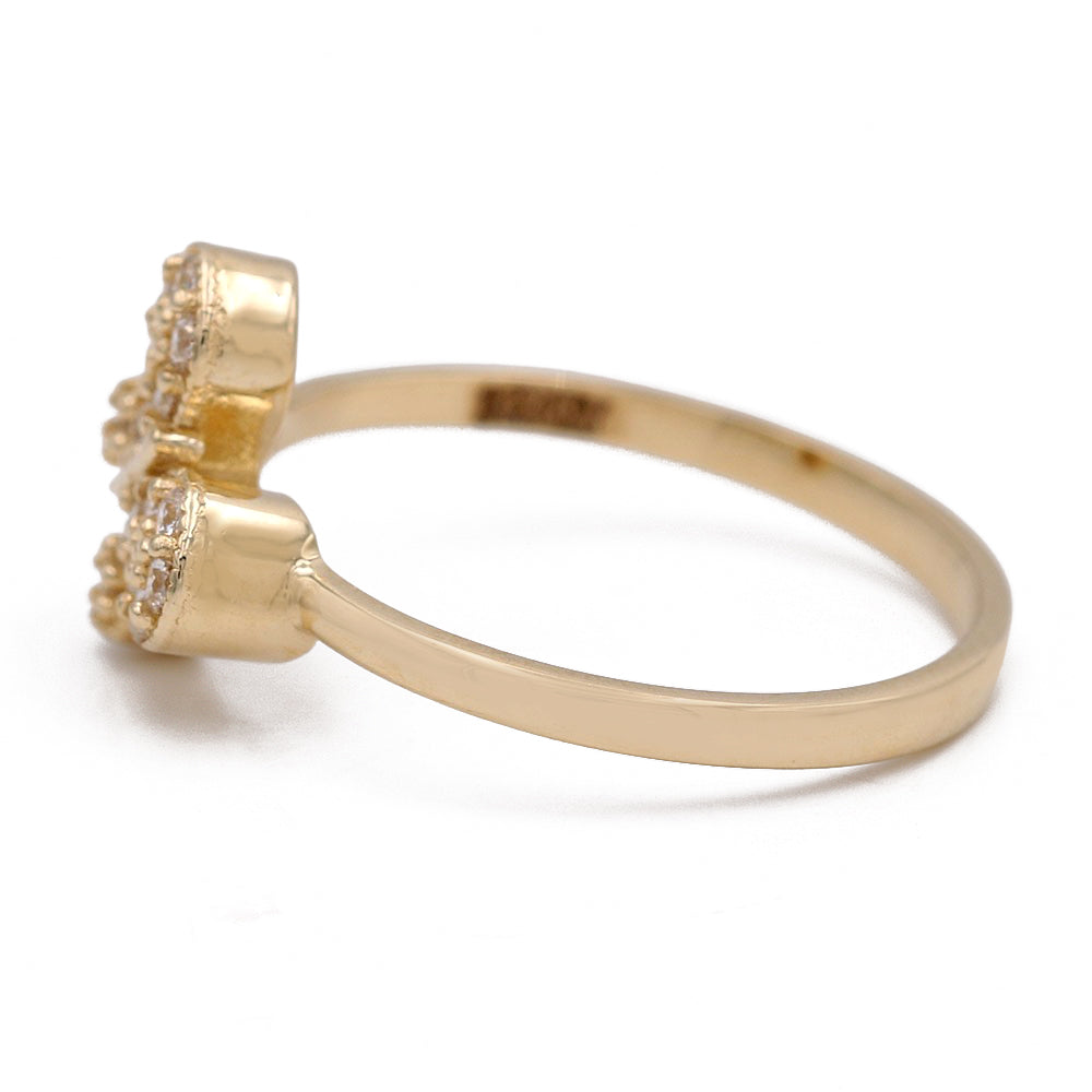 14K Yellow Gold Fashion Butterfly Shape Ring with Cubic Zirconias
