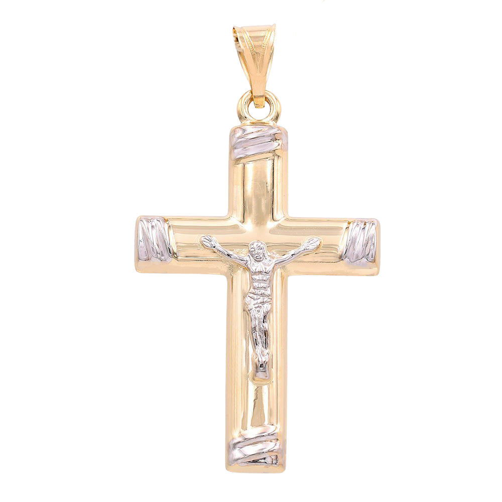14K Yellow and White Gold Jesus on the Cross Pendant