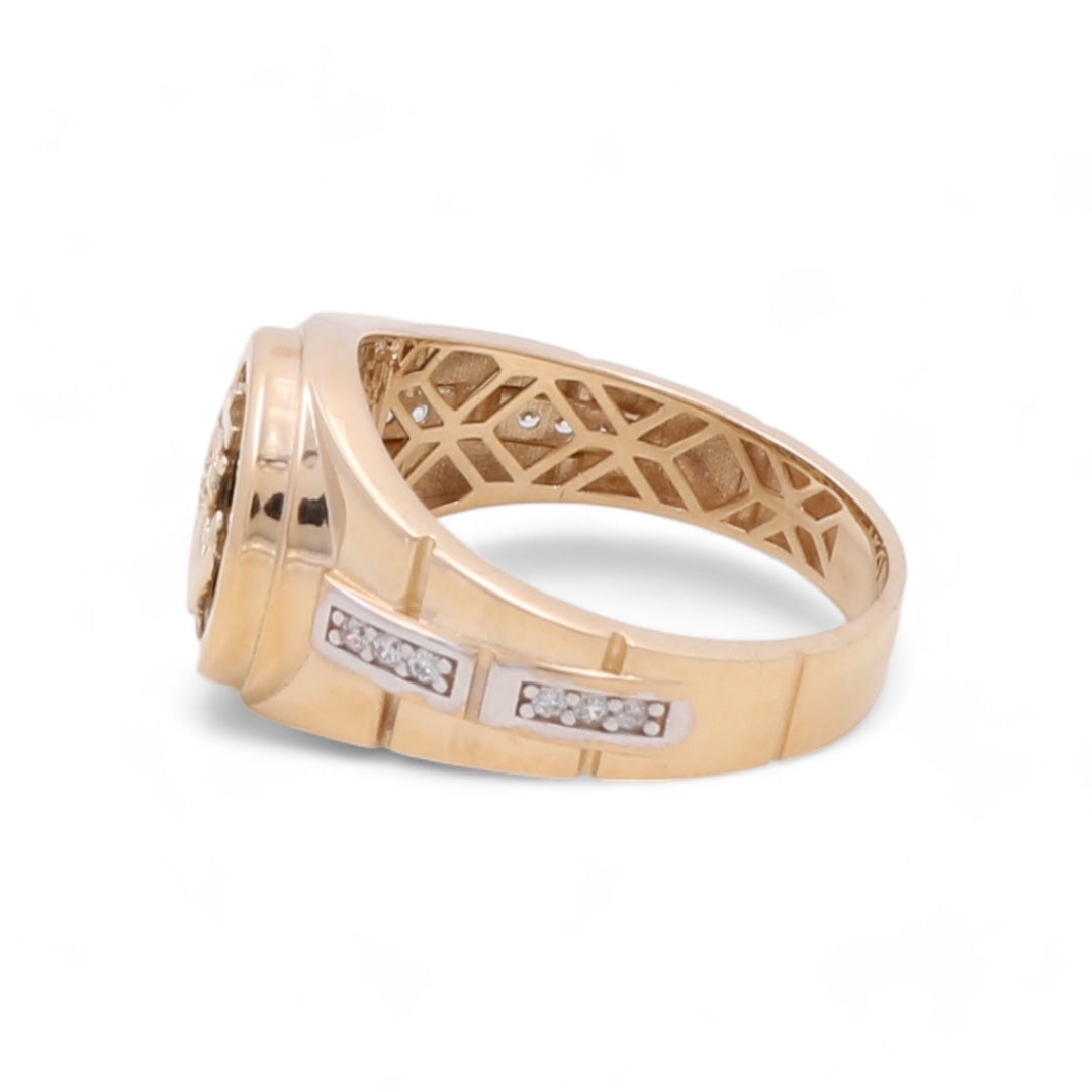 14K Yellow and White Gold Men's Anchor Ring
