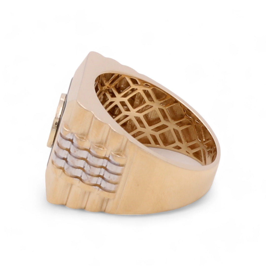 14K Yellow and White Gold Men's Fashion Ring