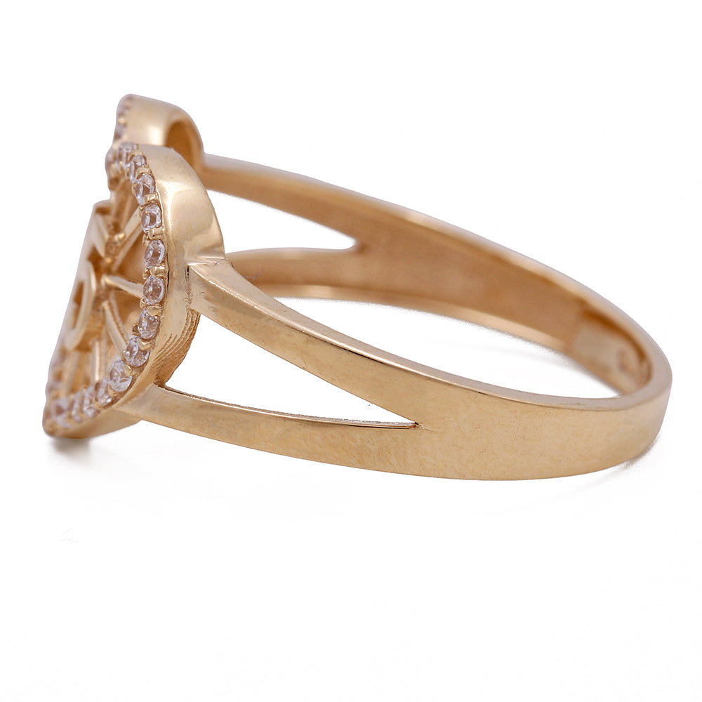 14K Yellow Gold 15 Heart Ring with Cubic Zirconias