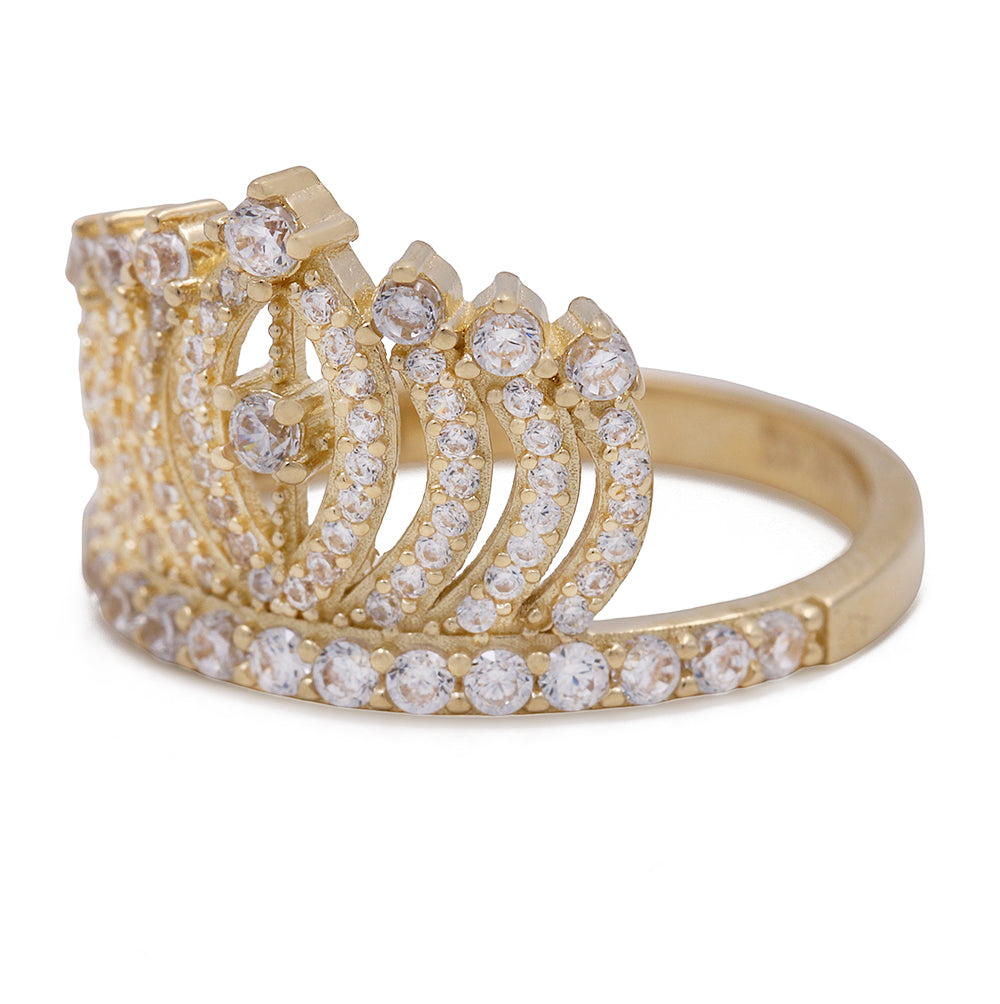 14K Yellow Gold Fashion Crown with Cubic Zirconias Ring