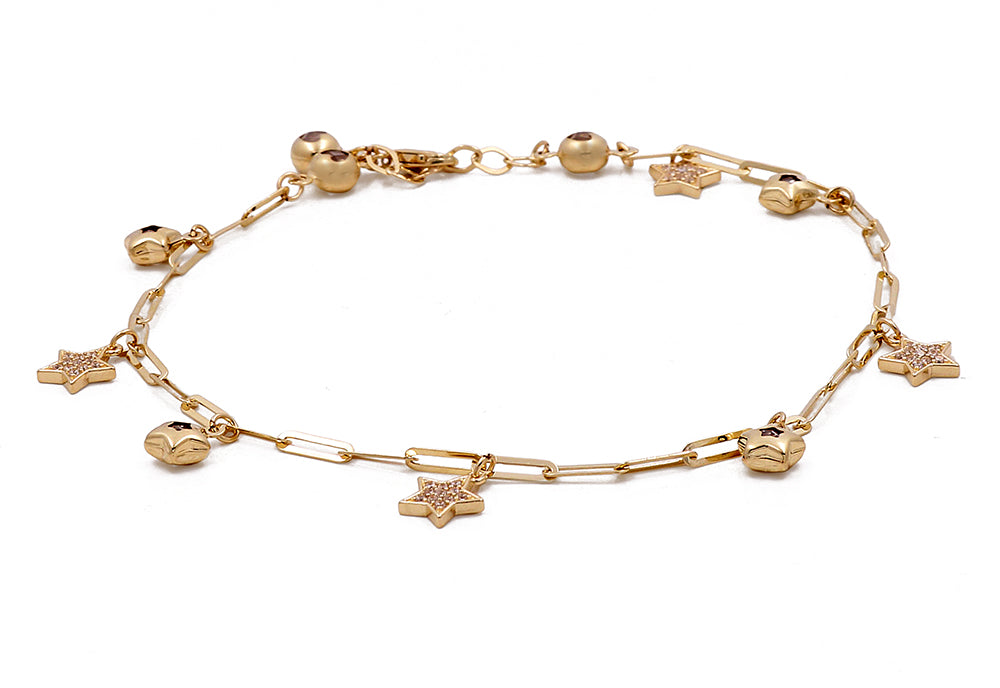 14K Yellow Gold Women's Fashion Beads Ankle Bracelet