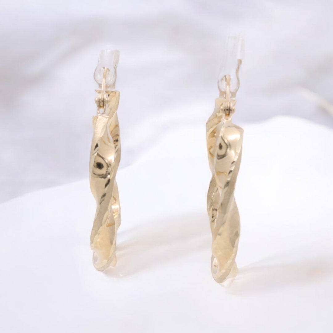 10K Yellow Gold Twist Hoop Earrings
