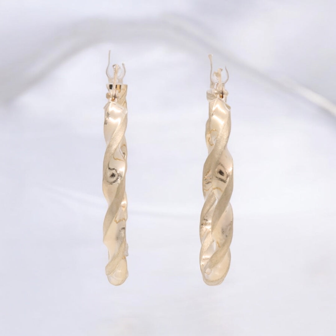 10K Yellow Gold Twist Hoop Earrings