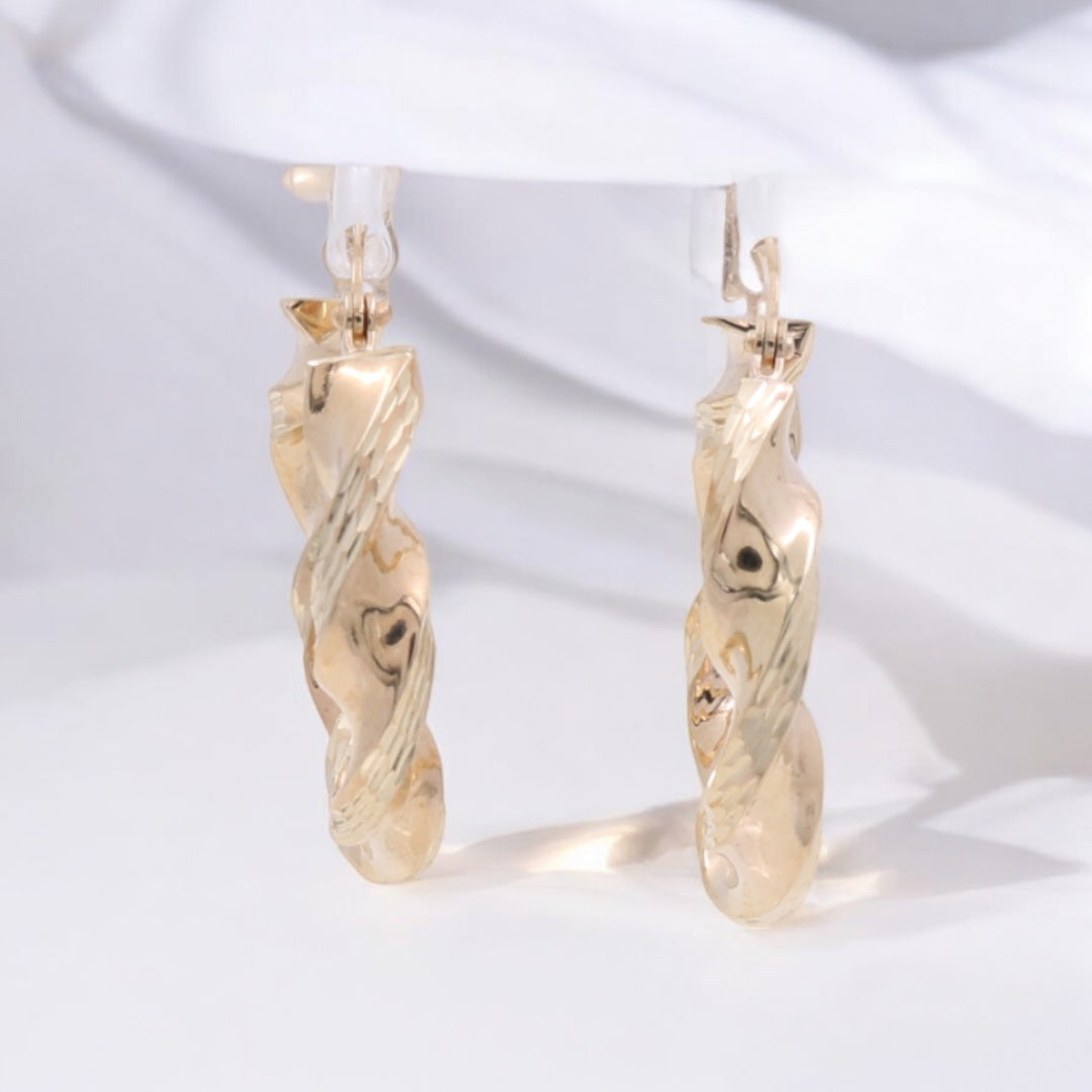 10K Yellow Gold Twist Hoop Earrings