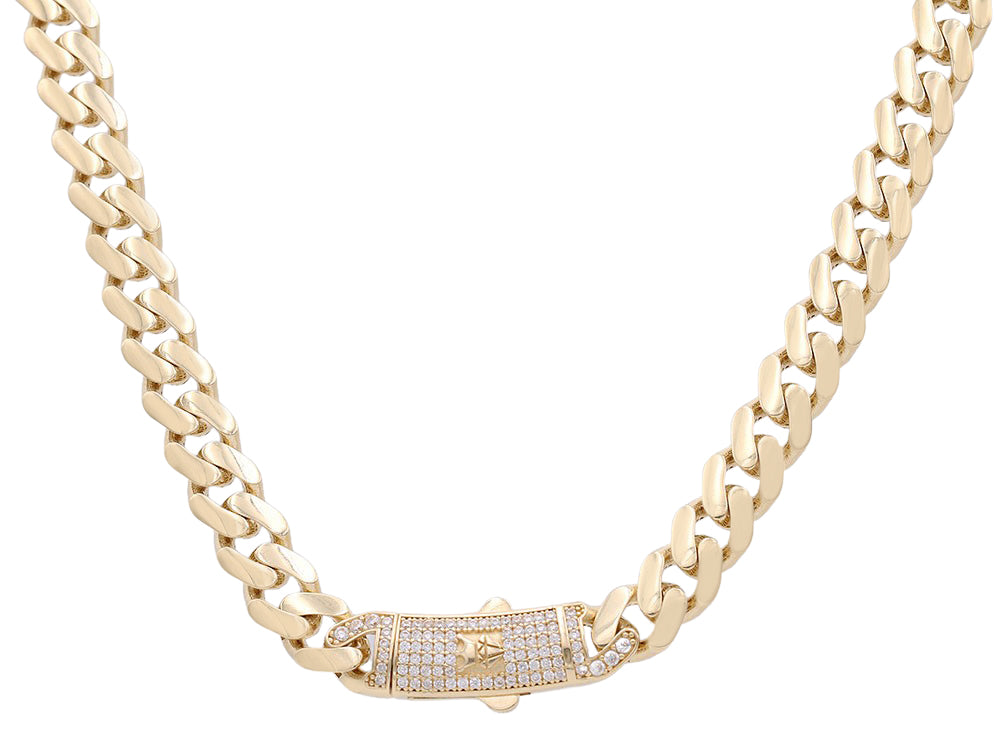 14K Yellow Gold Fashion Semi-Solid Monaco Link Necklace