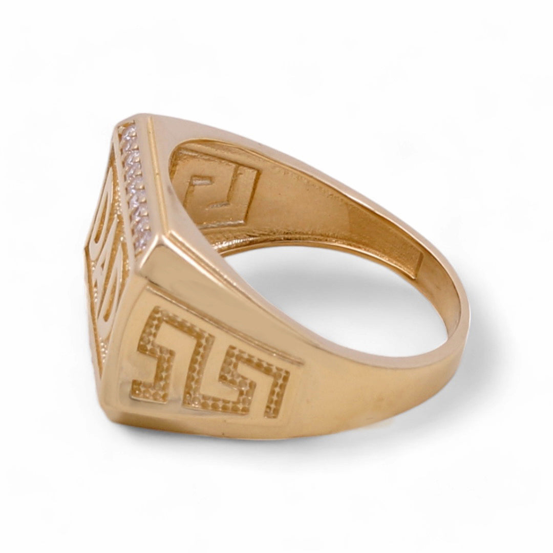 14K Yellow Gold Men's DAD Ring with Cubic Zirconias