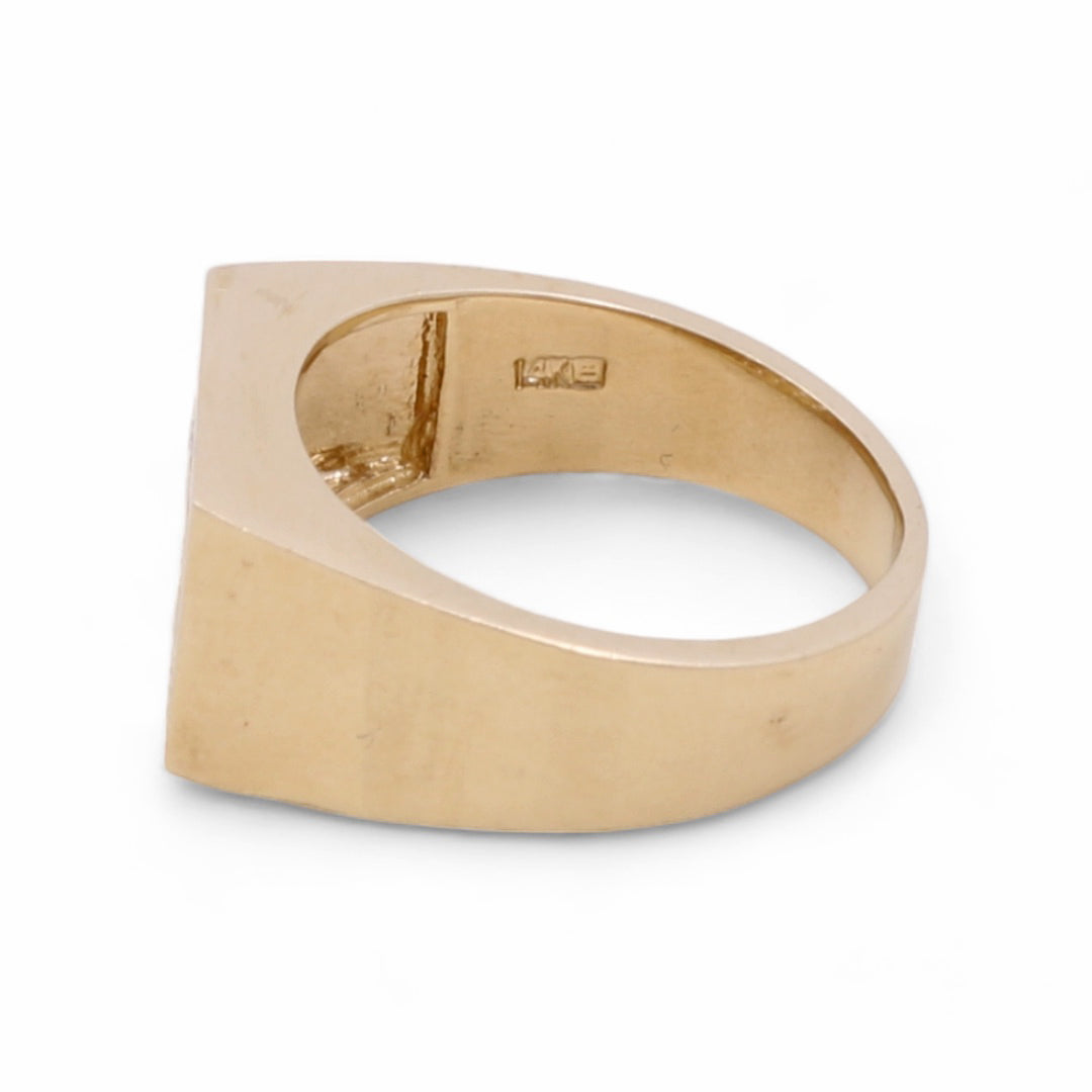 14K Yellow Gold Men's with Cubic Zirconias Ring