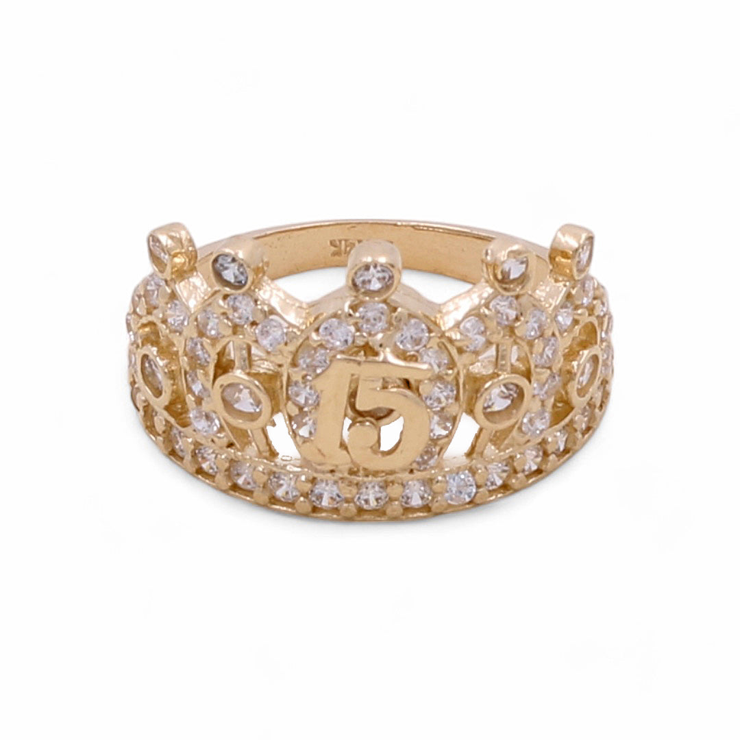 14K Yellow Gold Fashion Sweet 15 Crown Ring