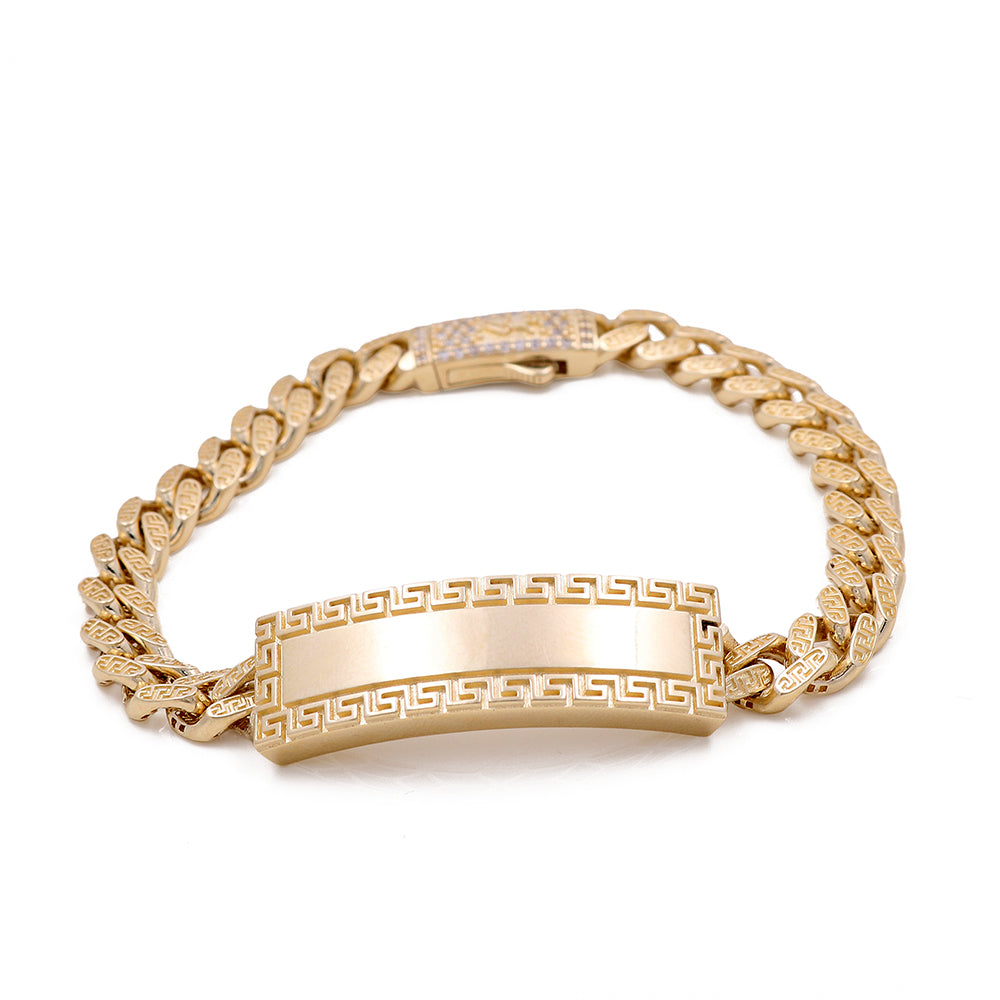 14K Yellow Gold Fashion Cuban Link Bracelet with Cubic Zirconias