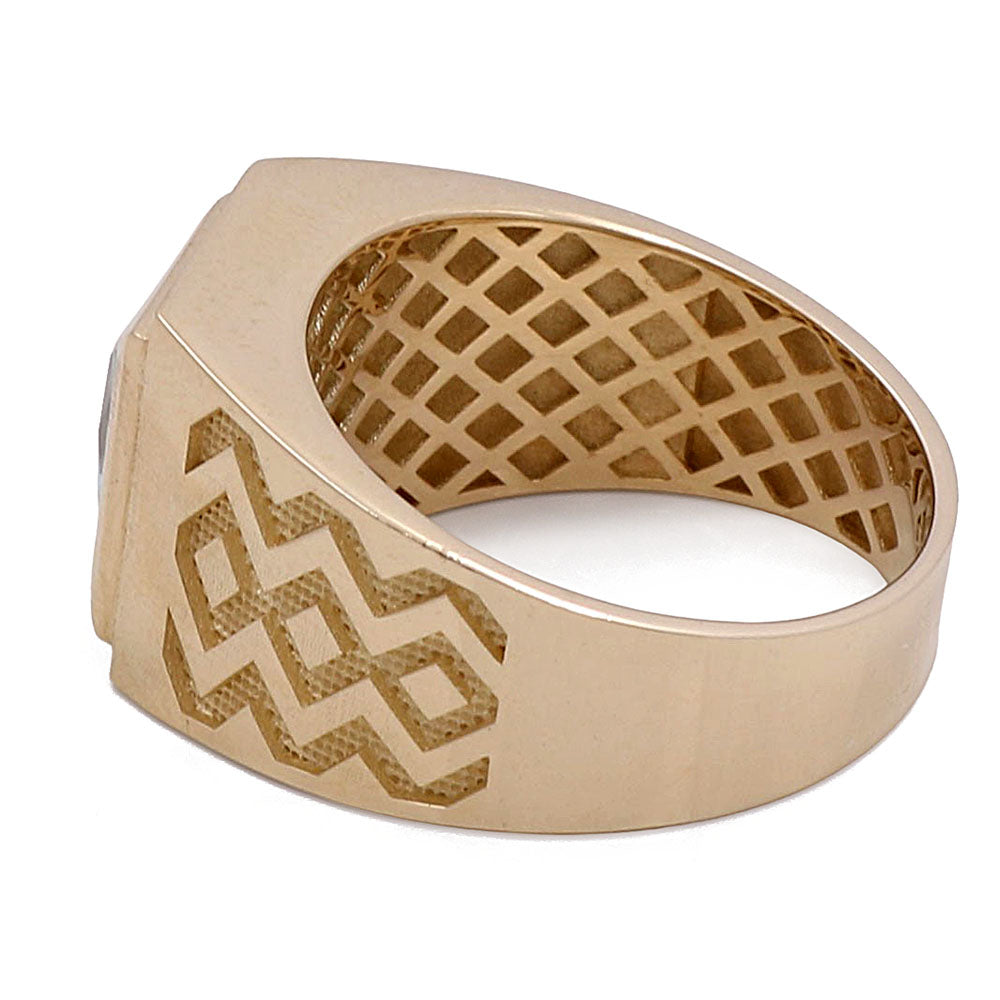 14K Yellow Gold Men's Ring with Blue Center Stone