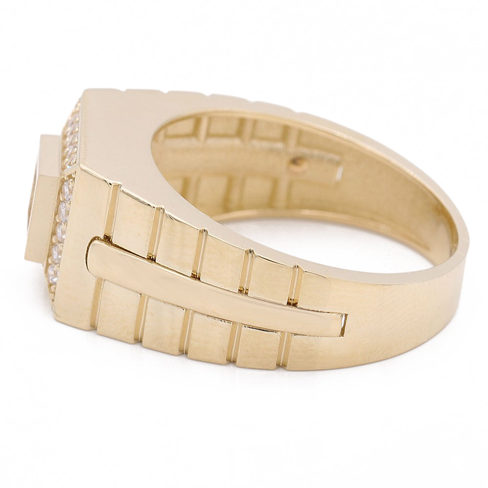 14K Yellow Gold Fashion Center Stone Design Ring