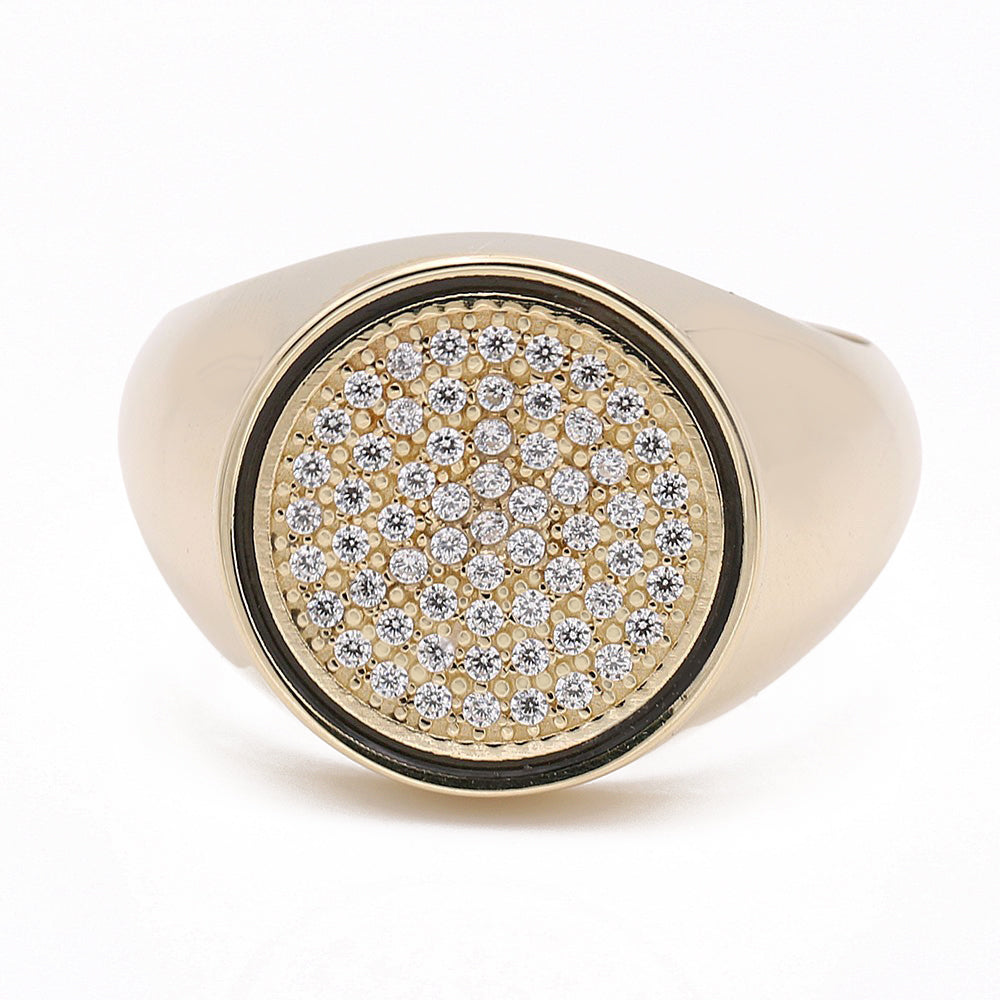 14K Yellow Gold Fashion Round Ring with Cubic Zirconias