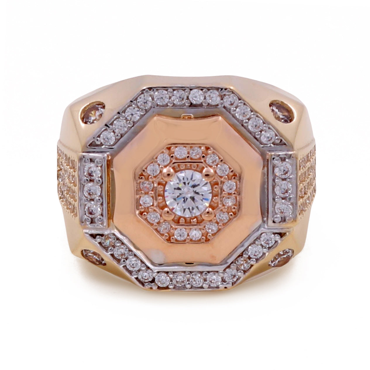 14K Rose and Yellow Gold Fashion Cubic Zirconias Ring