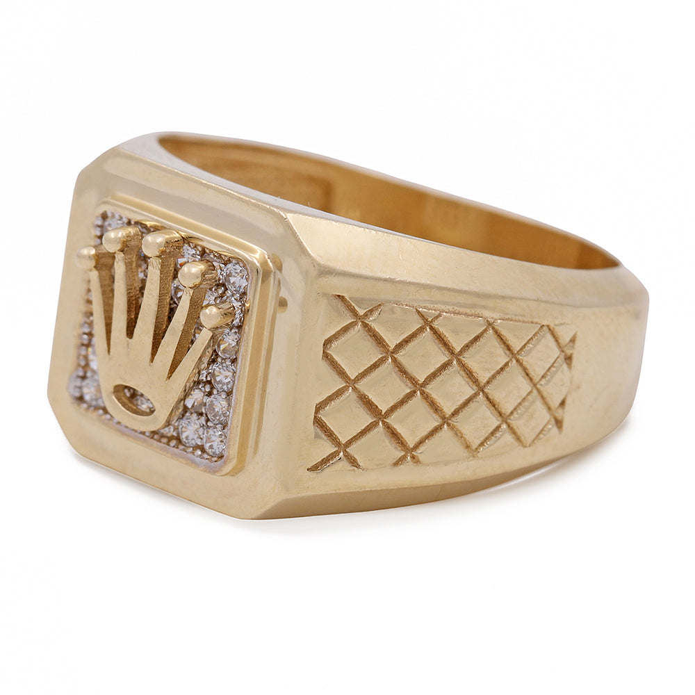 14K Yellow Gold Men's Fashion Ring with Cubic Zirconias