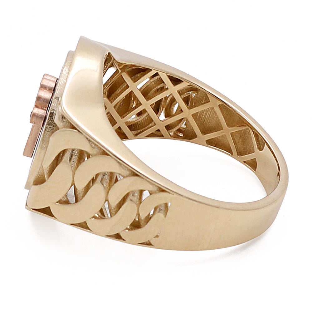 14K Yellow and Rose Gold Men's Ring with Cubic Zirconias