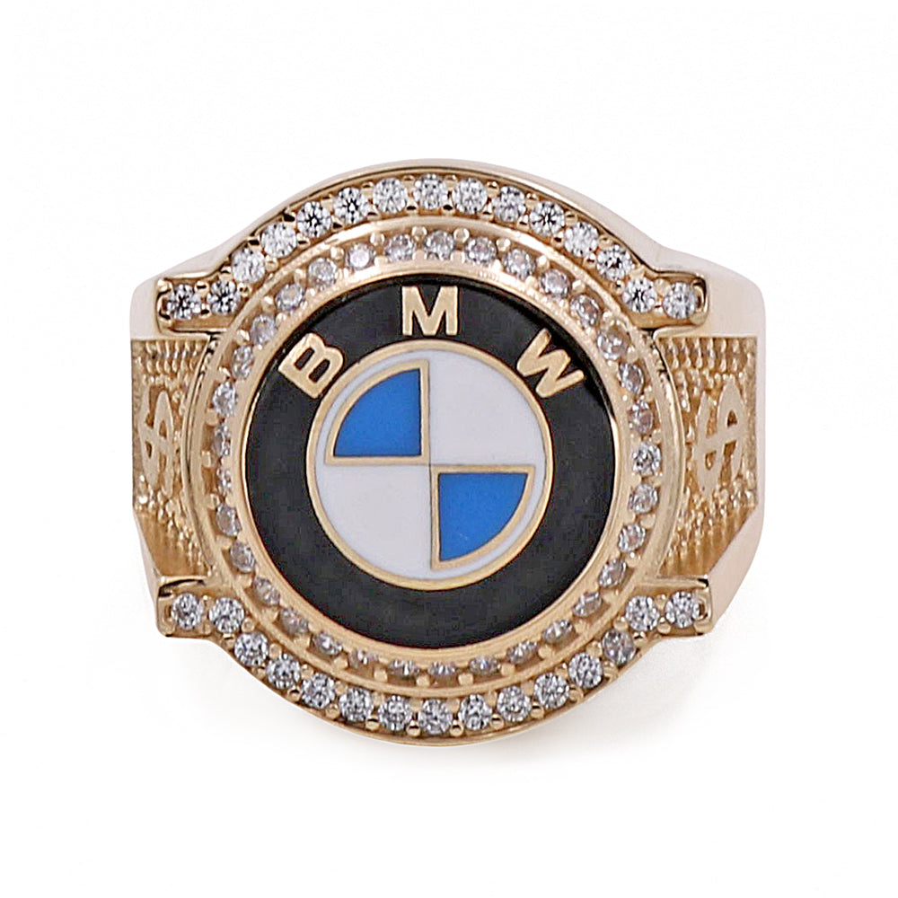14K Yellow Gold Men's Ring with Color Stones and Cubic Ziconias