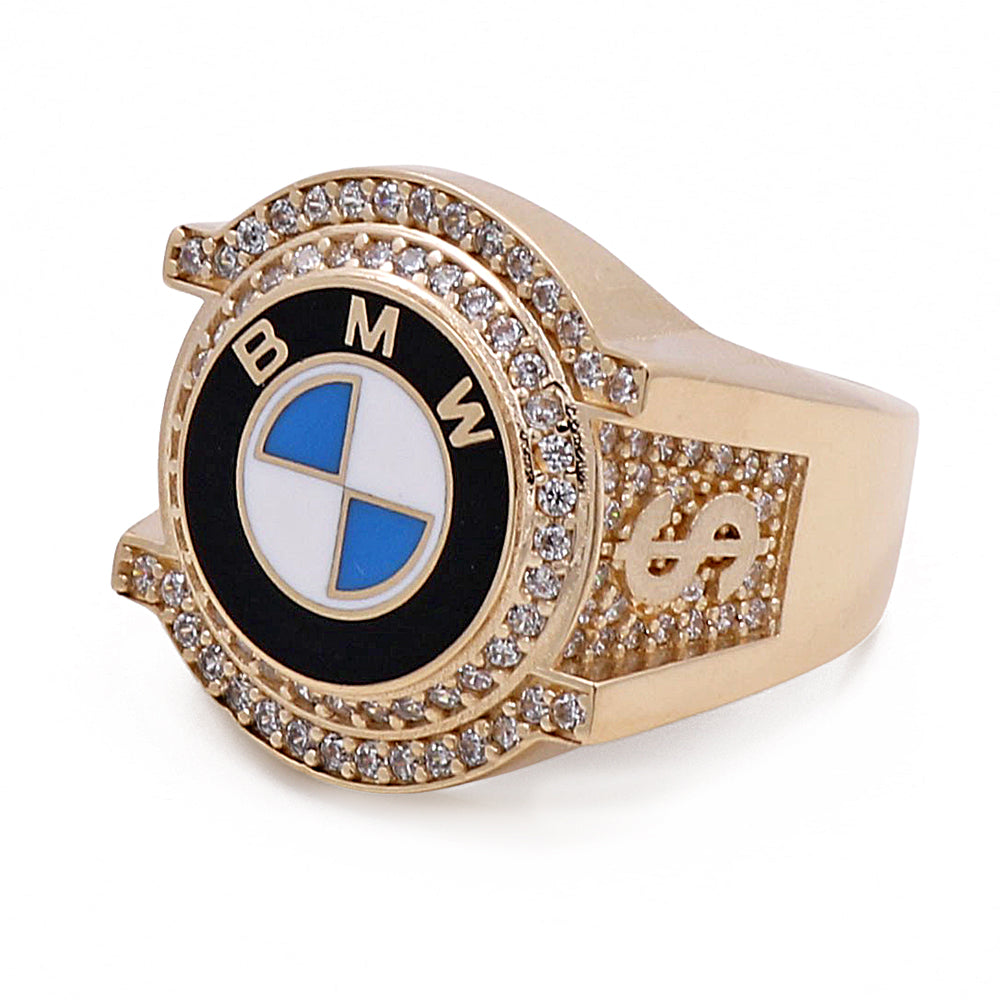 14K Yellow Gold Men's Ring with Color Stones and Cubic Ziconias