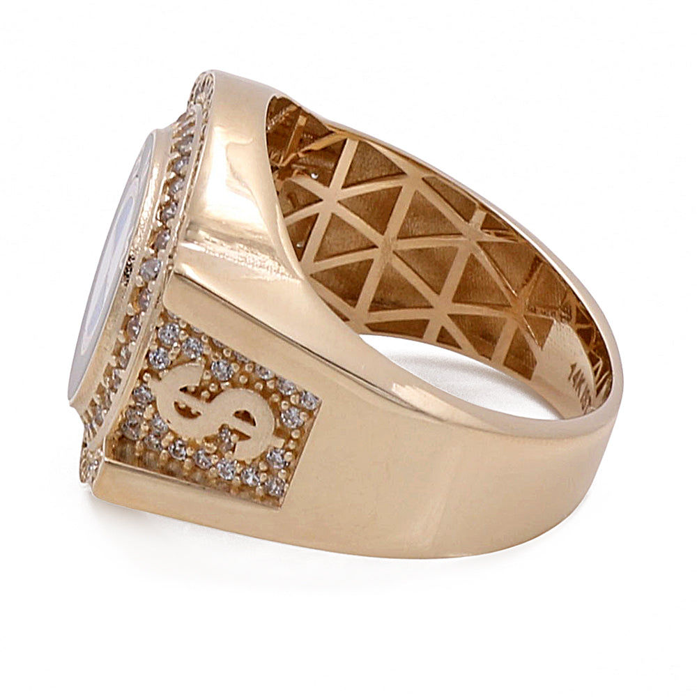 14K Yellow Gold Men's Ring with Color Stones and Cubic Ziconias