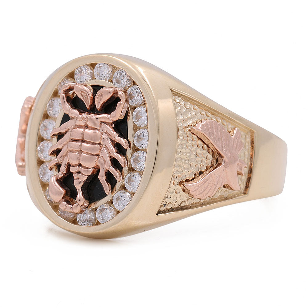 14K Rose and Yellow Gold Scorpion Ring with Cubic Zirconias