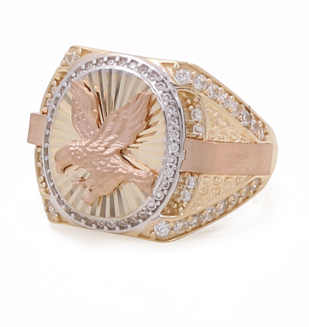 14K Yellow and Rose Gold Fashion Eagle Ring