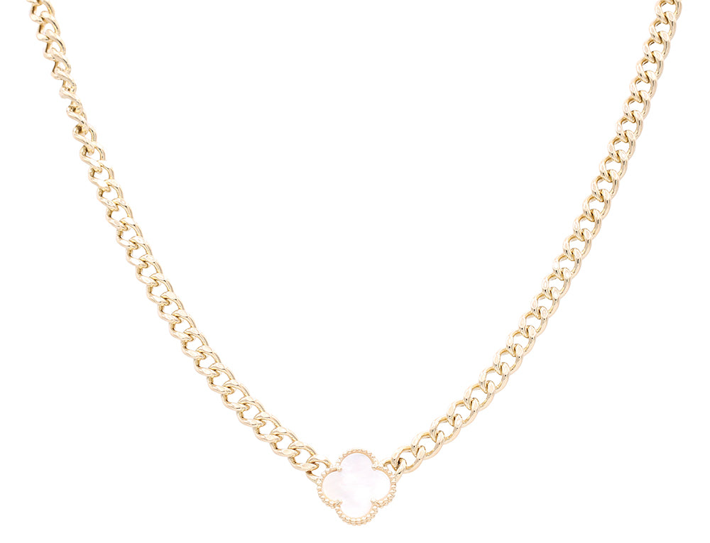 14K Yellow Gold Fashion Mother of Pearl Necklace