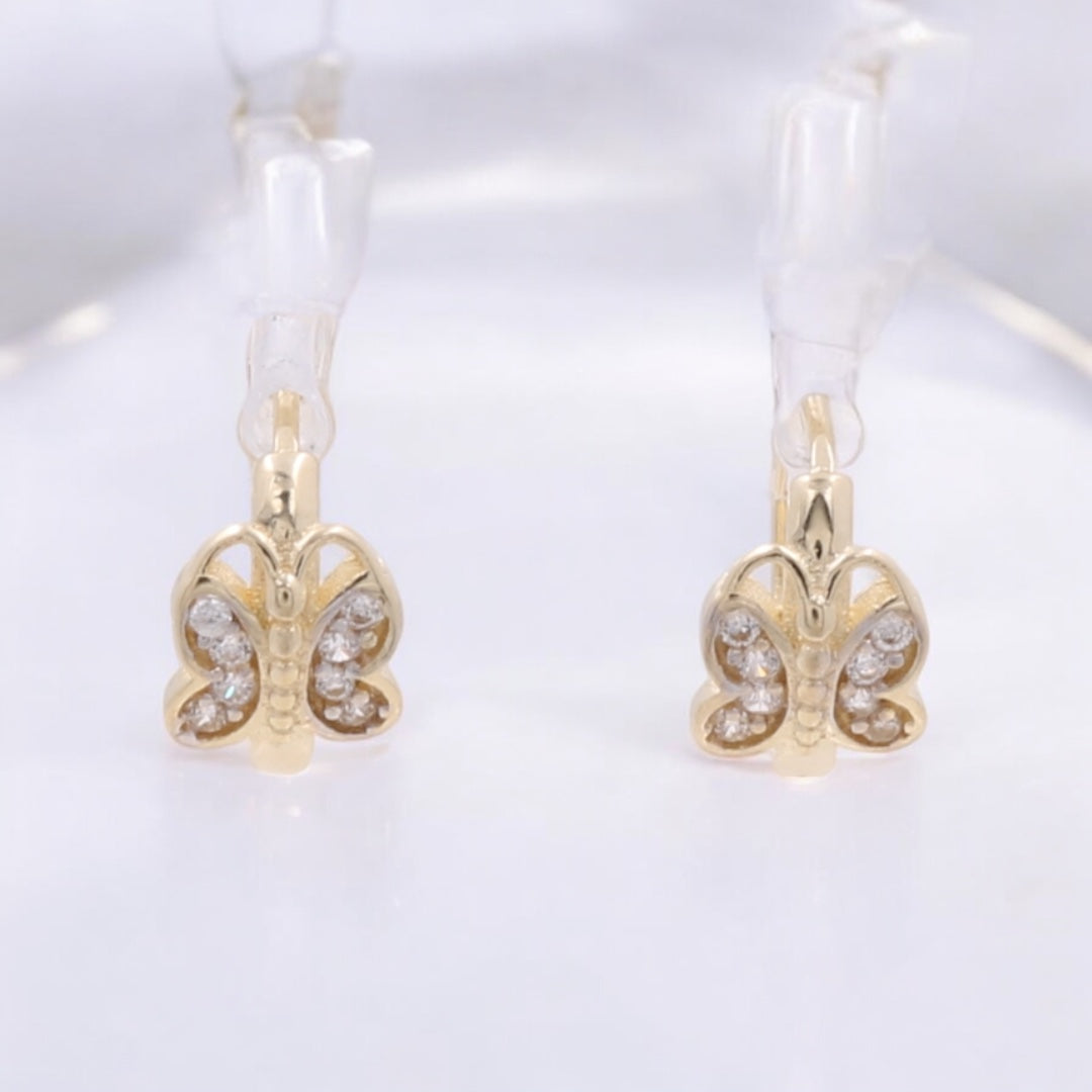 14K Yellow Gold Fashion Butterfly Earrings