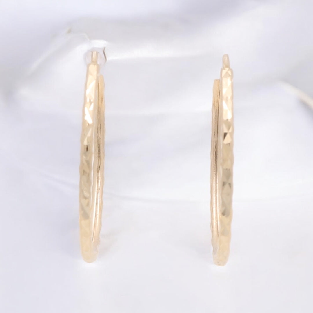 14K Yellow Gold Fashion Hoop Earrings