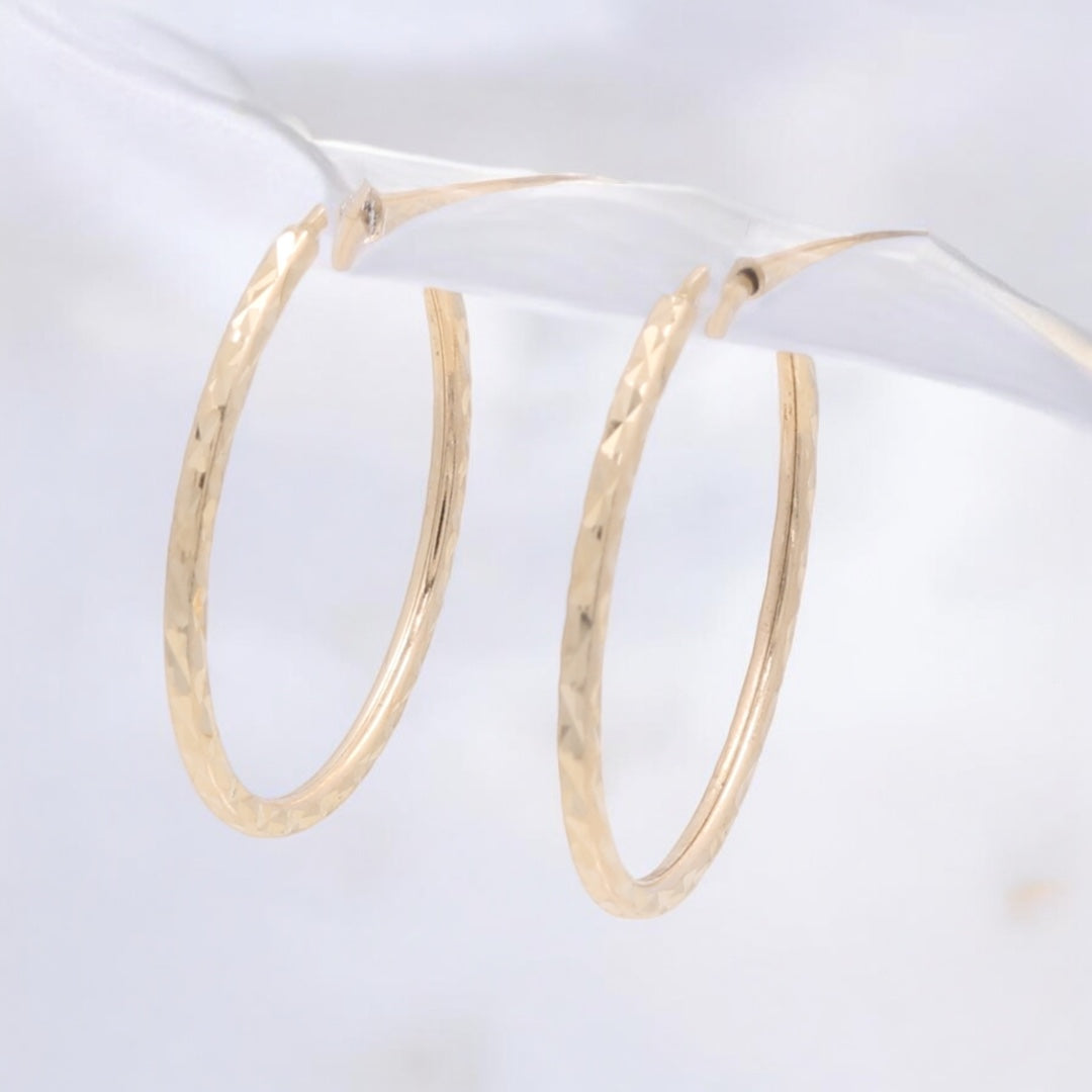 14K Yellow Gold Fashion Hoop Earrings