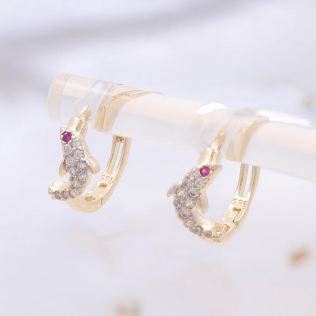 14K Yellow Gold Dolphin Earrings
