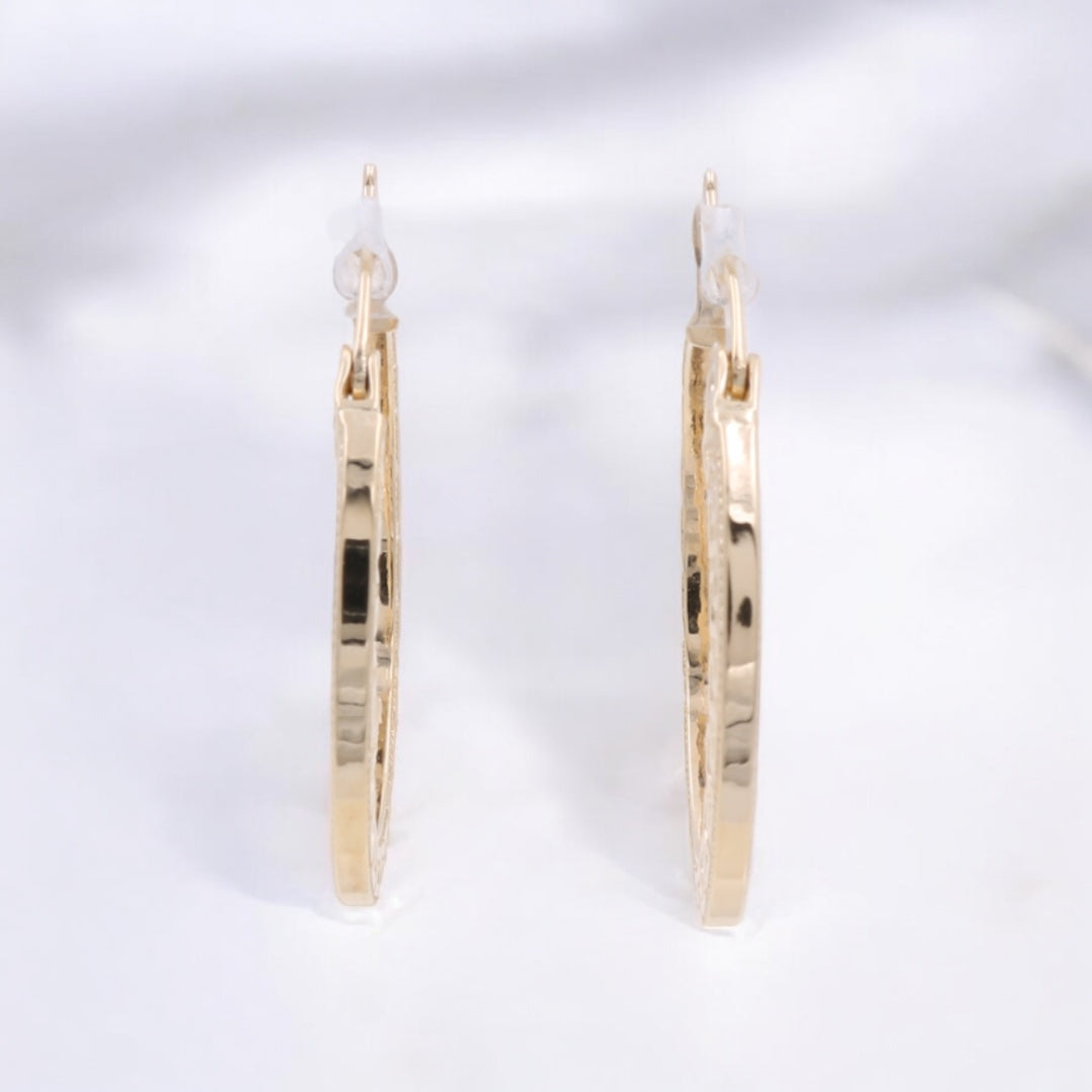 14K Yellow Gold Fashion Hoop Earrings