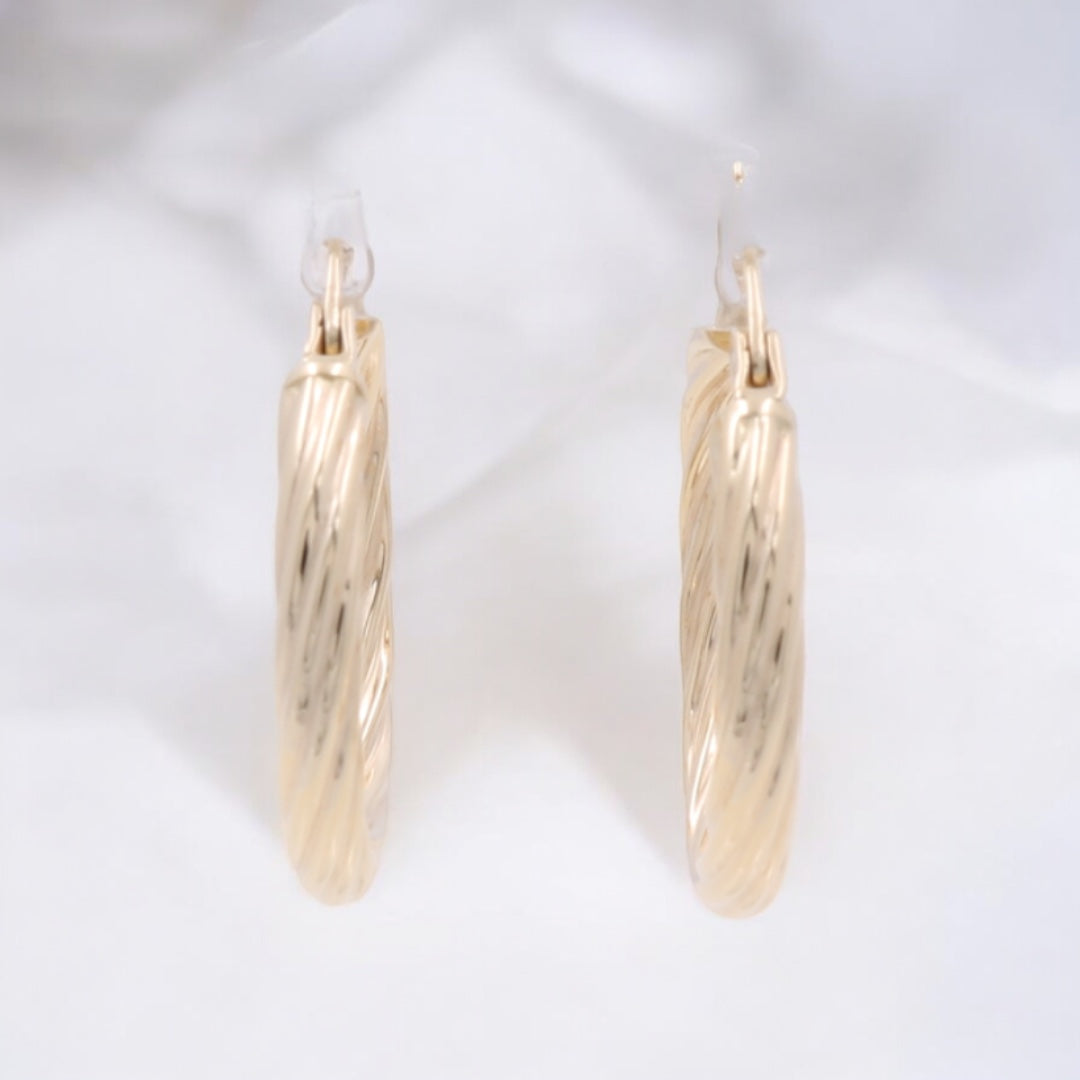 14K Yellow Gold Fashion Hoop Earrings