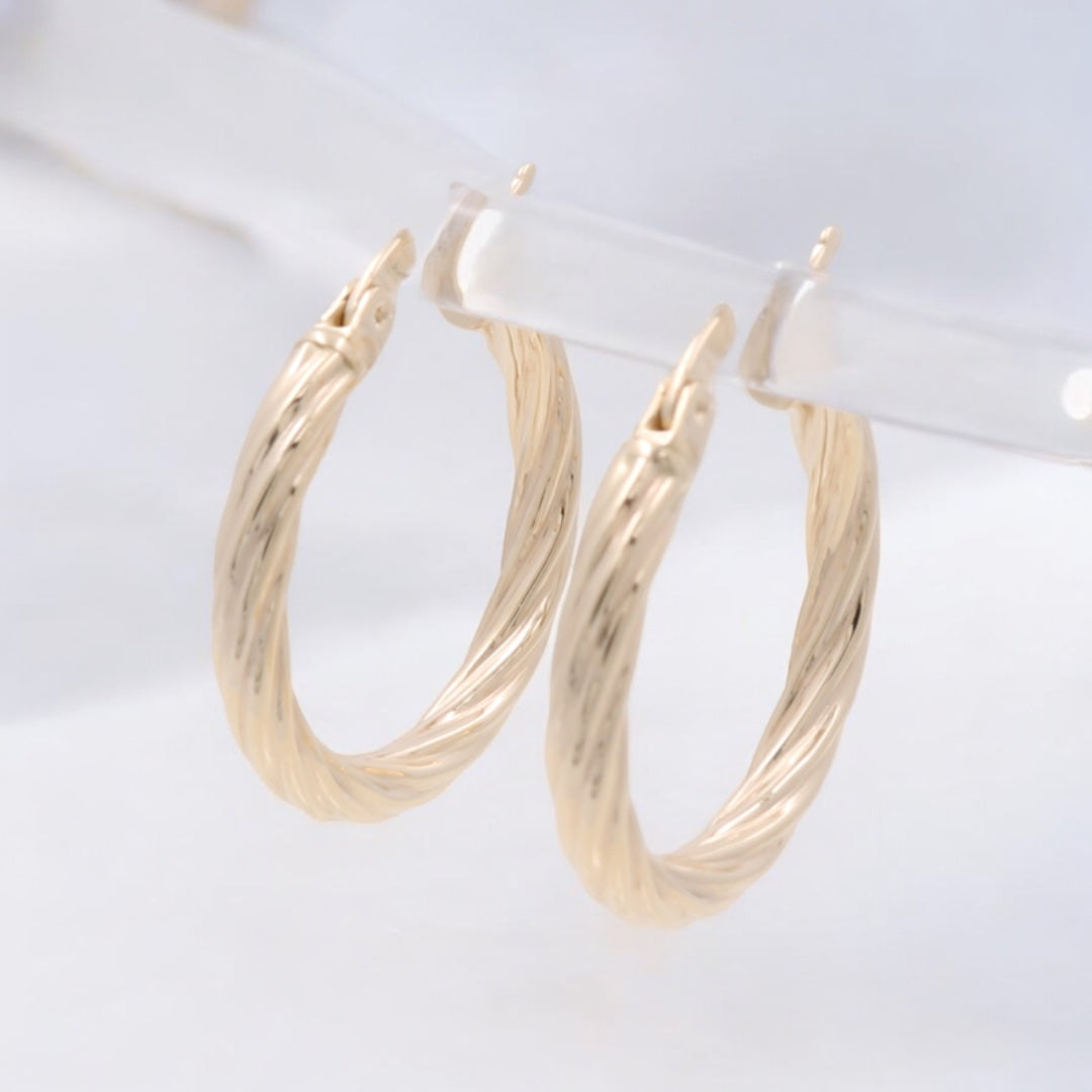 14K Yellow Gold Fashion Hoop Earrings