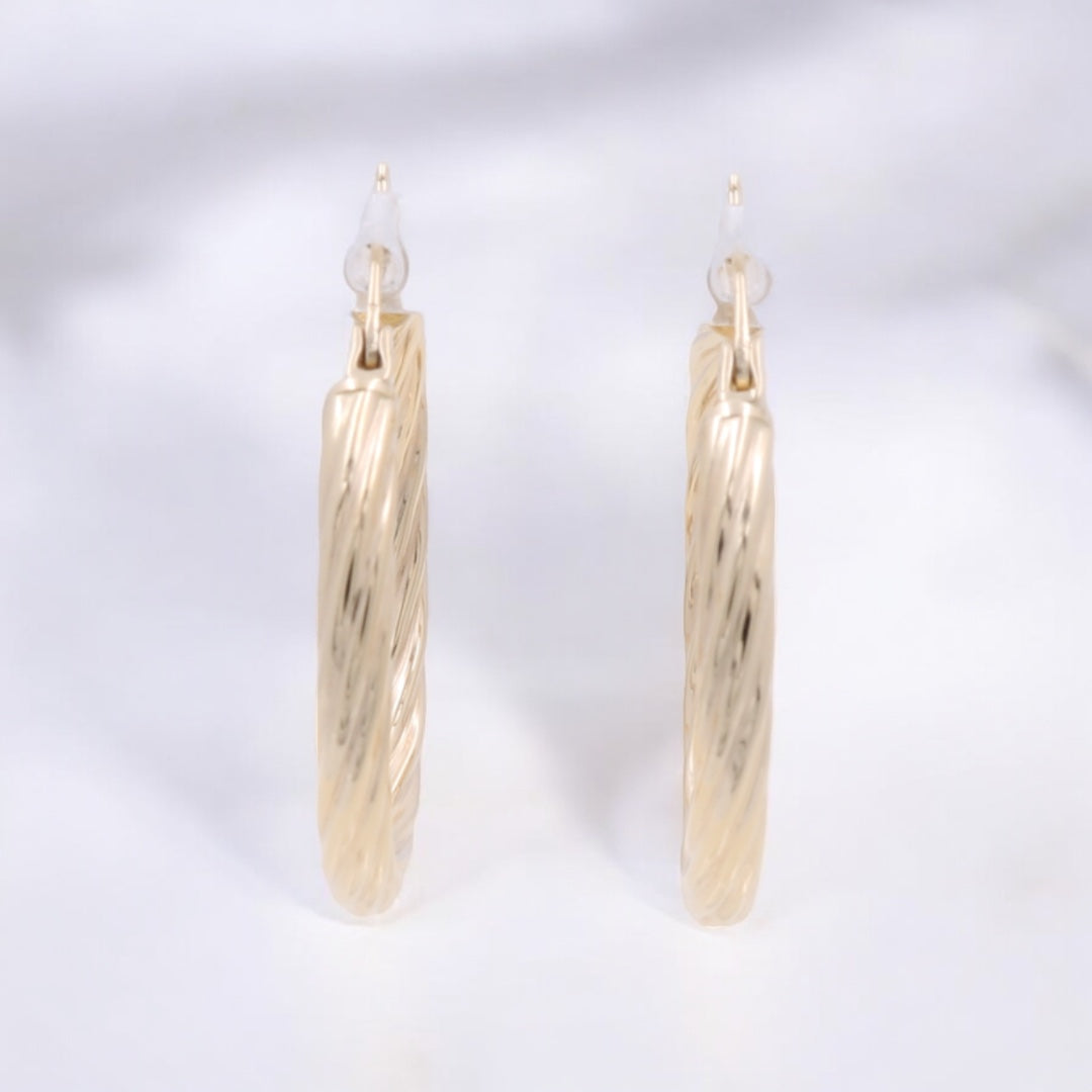 14K Yellow Gold Fashion Hoop Earrings